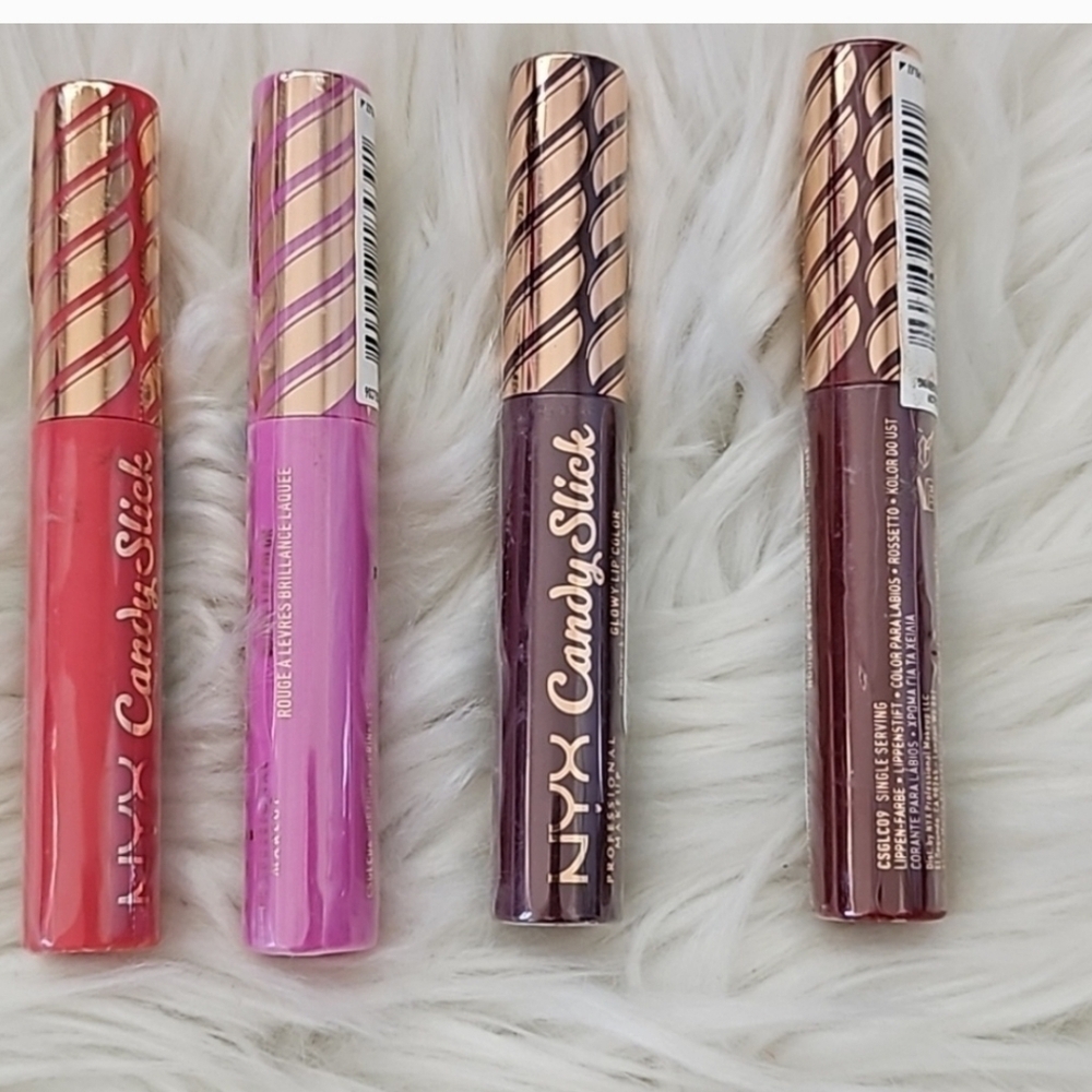 NYX Candy Slick Lip Gloss Collection - Cherry, Fuchsia, Plum, Cocoa NIP